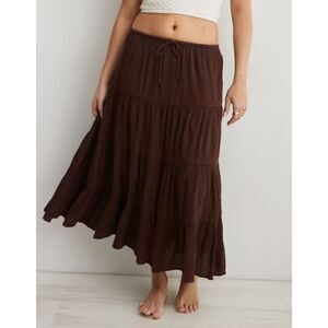 Aerie Beach Club Tiered Brown Maxi Skirt - Women's Size XS